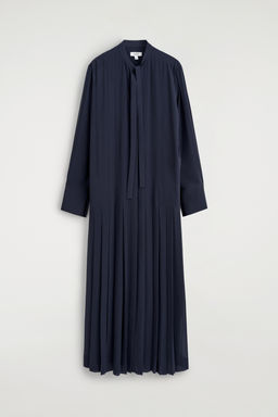 VESTIDO CAMISERO MIDI PLISADO CON LAZO