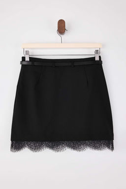 Siyah Kemerli Etekucu Dantel Detayl? A-Line/Can Kumas Mini Etek TWOSS26ET00029 - Trendyolmilla фото 6