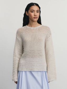 Джемпер ажурной вязки из хлопка / Zarina  фото 4