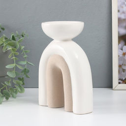 Подсвечник керамика на 1 свечу «Медуза», песочно-белый, 13.5×8.7×18 см