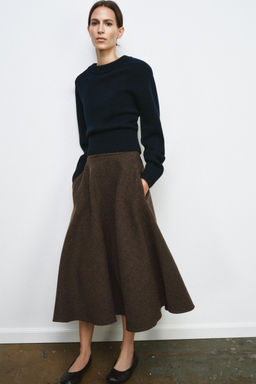 ZW COLLECTION WOOL HOUNDSTOOTH LAYERED SKIRT