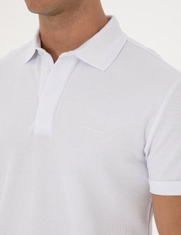 Beyaz Slim Fit %100 Pamuk K_vr_lmaz Amerikan Pike Polo Yaka Basic Ti__rt