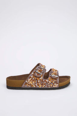 Trendyolmilla Shoes Kahverengi Boncuklu Cift Bantl? Kad?n Terlik TAKSS25TE00039  фото 3