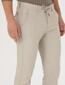 Bej Slim Fit Ba_c_kl_ Kanvas Pantolon