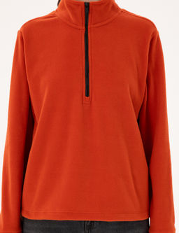 Kiremit Comfort Fit Fermuarl_ Polar Sweatshirt