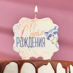 Цена за 2 шт. Свеча для торта С Днём Рождения. Енотик с сердечком, 8 см