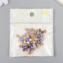 Цена за 10 шт. Декор для творчества пластик под металл Цветочек от сглаза, золото, 1.8?0.3?2.1 см