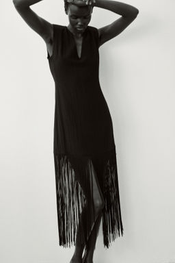 Vestido con hombreras y flecos - H&m фото 3