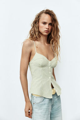 STRIPED CORSETRY-INSPIRED TOP