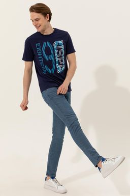 Мужская темно-синяя футболка с круглым вырезом - U.s. polo assn фото 4