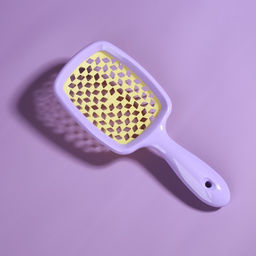 Расчёска массажная, широкая, вентилируемая, 8.5×20.5 см, сиреневая, жёлтая