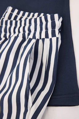 Lacivert Regular Cizgili Homewear Pijama Tak?m? TMNSS24PT00017