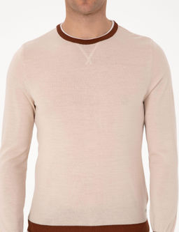Kum Melanj Slim Fit Bisiklet Yaka Y_n Kar___ml_ Triko Kazak - Pierre cardin фото 6
