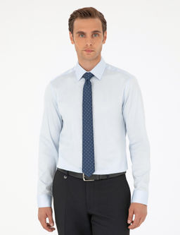 A__k Mavi Slim Fit Uzun Kollu Basic G_mlek