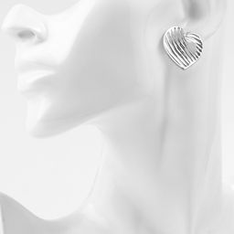 Серьги металл Сердца лист, цвет серебро - Qf фото 3