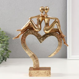 Фигурка полистоун Абстракция: Влюблённые на сердце, золото, 26?22?6 см