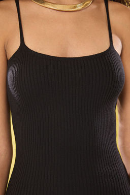 TRENDYOLMILLA Siyah Duz Maxi Fitilli A-Line Triko Elbise TWOSS25EL00503  фото 4