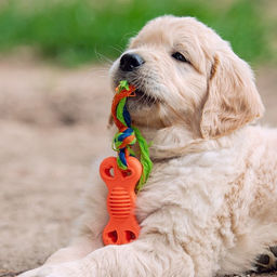 Игрушка жевательная с канатом Косточка на привязи, 9,5 см, розовая - Пижон фото 5