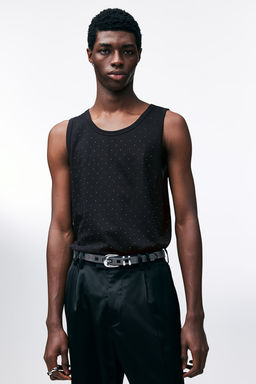 Camiseta sin mangas con strass Regular Fit