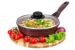 Сковорода глубокая 22 см ГАРМОНИЯ ВКУСА Рубин С КРЫШКОЙ ф22, с/р,43*23*10,5 см - Elan gallery фото 3