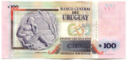Банкнота 100 песо 2019 года Уругвай