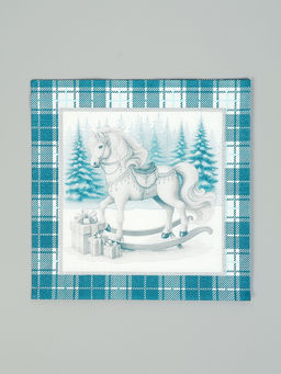 Цена за 3 шт. Салфетки бумажные трёхслойные Скатерть с лошадью на зеленом, 33?33, 20 шт.