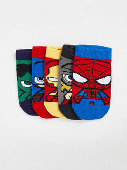 Spider-Man Desenli Erkek ?ocuk Patik ?orap 5li
