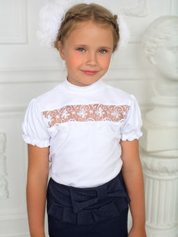 Блузка "Кружевница", кор. рук, белый