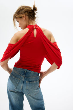 Top drapeado con hombros cut-out - H&m фото 5