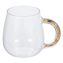 52755 GIPFEL Кружка CHRISTMAS STAR 450 мл, с декоративным наполнителем. Материал: боросиликатное стекло, ПЭТ. Цвет наполнителя: золотой