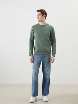 Bisiklet Yaka Uzun Kollu Bask?l? Erkek Sweatshirt