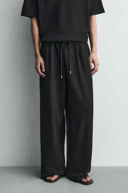 PANTAL?N RELAXED FIT OTOM?N PLIEGUES / Negro - Zara фото 2