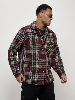 Ветровка рубашка мужская букле бордового цвета 58378Bo - Mtforce фото 3