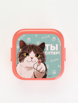 Ланч-бокс двухуровневый «Котик», розовый, 700 мл