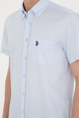 U. S. Polo Assn / Мужская голубая рубашка с коротким рукавом - U.s. polo assn фото 14