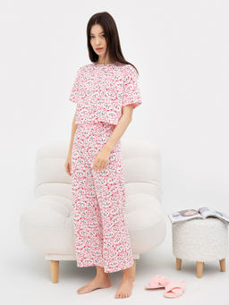 Комплект женский (футболка, бриджи) розовый с медведями