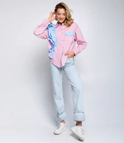 Рубашка #КТ2666, пудровый