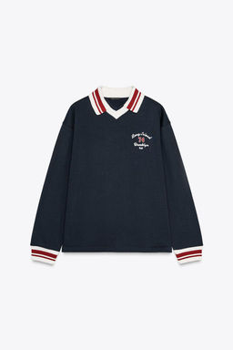 EMBROIDERED POLO SWEATSHIRT - Zara фото 5