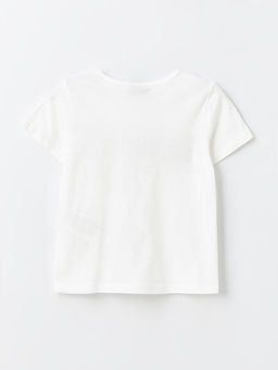 Bisiklet Yaka Bask?l? K?sa Kollu K?z ?ocuk Ti??rt - Waikiki фото 2