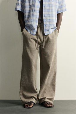 PANTAL?N RELAXED FIT JACQUARD LAVADO / Khaki - Zara фото 2