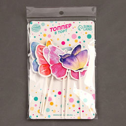 Украшение для торта Бабочки, в наборе 6 шт. - Страна карнавалия фото 8
