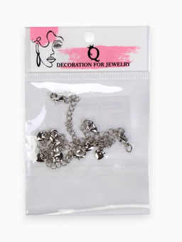 Замок-карабин родированный «Сердце», набор 5 шт. с удлинительной цепочкой 5 см, цвет серебро