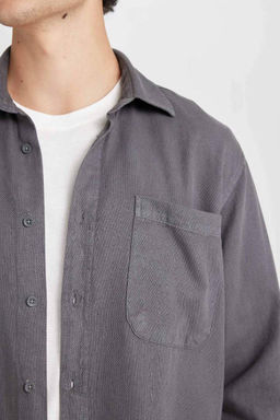 Хлопковая рубашка обычного кроя с длинными рукавами - Defacto фото 5