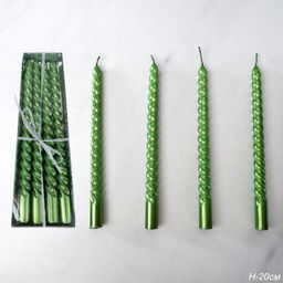 Свеча стержень 4 штуки 20 см витая глянец / MG-104 /уп 144/ зеленая - ГалеонТрейд фото 5