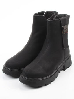 04-WD018-1M BLACK Ботинки зимние женские (натуральная кожа, 100% шерсть)