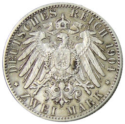 2 марки 1904 года F Германия (Вюртемберг)