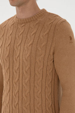Erkek Regular Fit Bisiklet Yaka Camel Kazak - U.s. polo assn фото 7