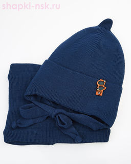 03-22-E Комплект для мальчика флис (шапка+снуд) (46-48)