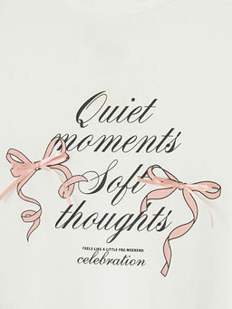 Bisiklet Yaka Bask?l? K?z ?ocuk Ti??rt