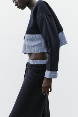 CONTRAST CROPPED SWEATSHIRT - Zara фото 2